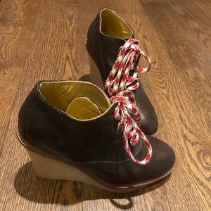 Bettye Muller leather wedge booties